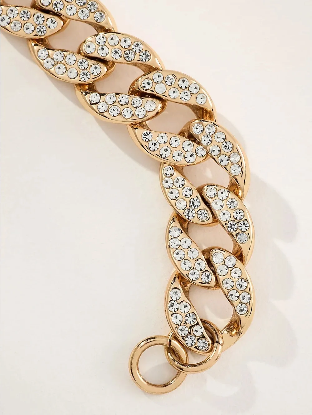 Gold Crystal Pavé Cuban Link Bracelet - Women Jewelry